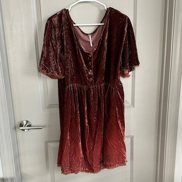 Free People Velvet auburn ombre Dress - Picture 1 of 5